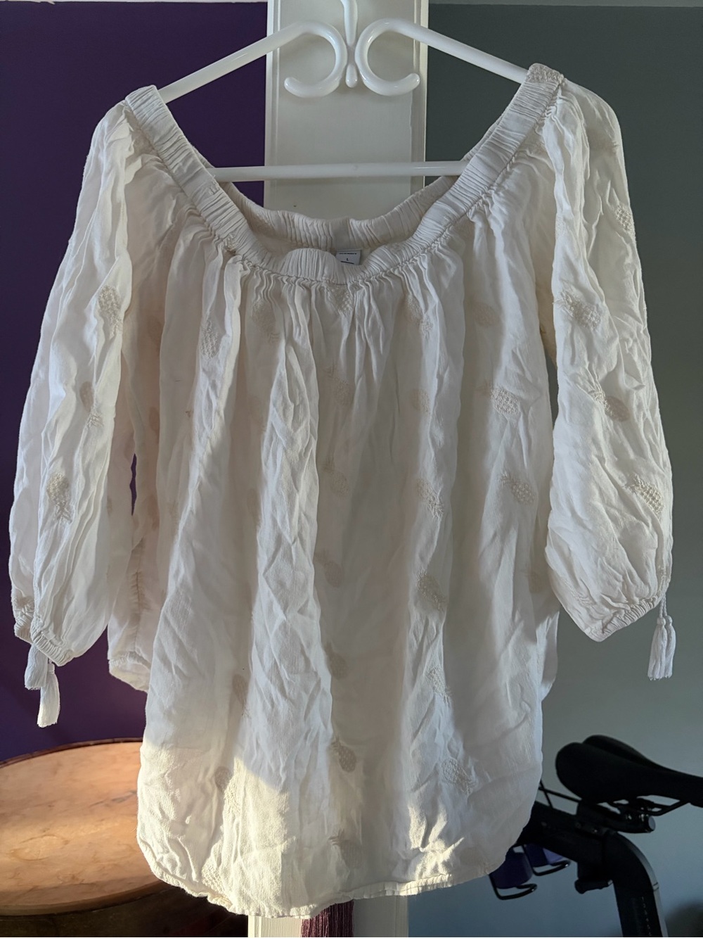 Old Navy Cream Ruched Neckline Top